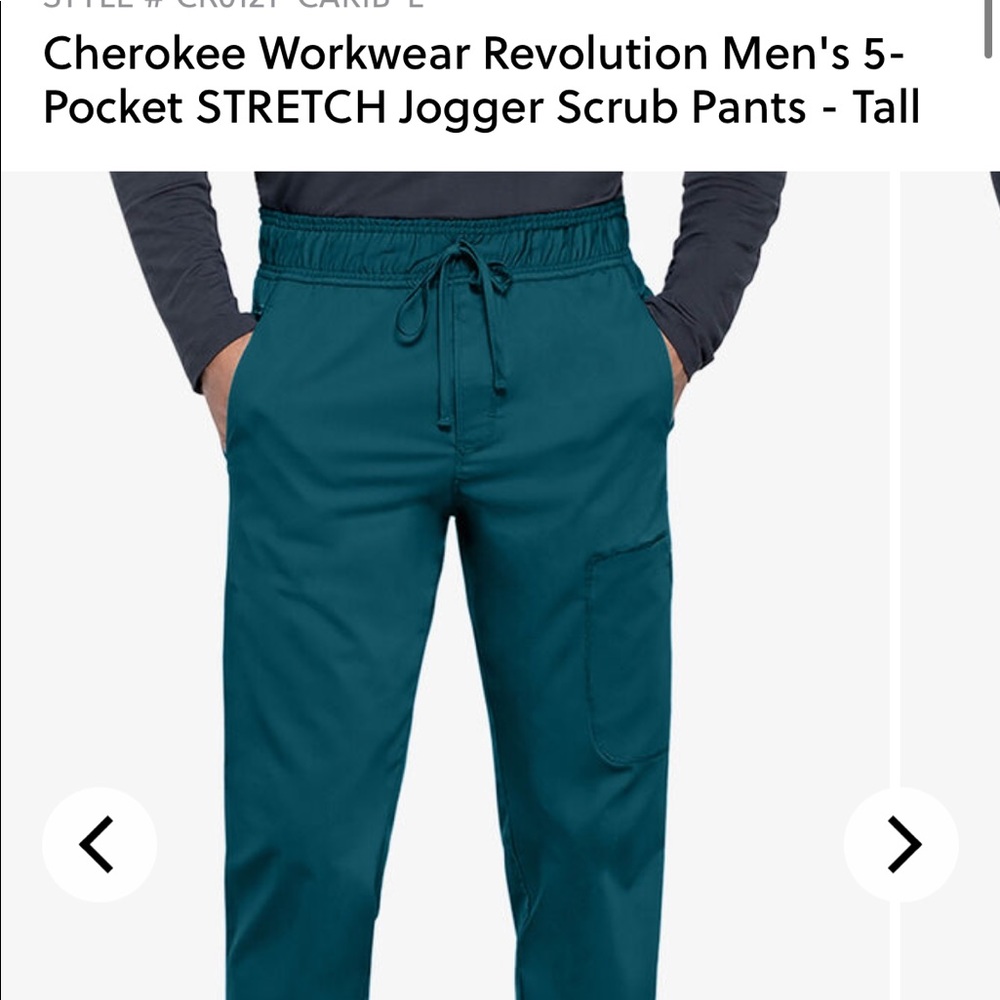 Carribean blue Cherokee Men’s scrub pants.  Size L.